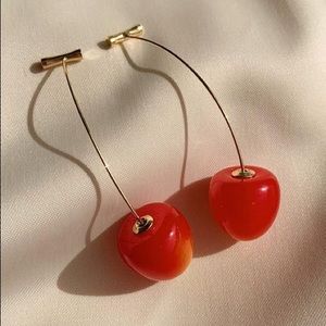 Long Cherry Ball Drop Earrings